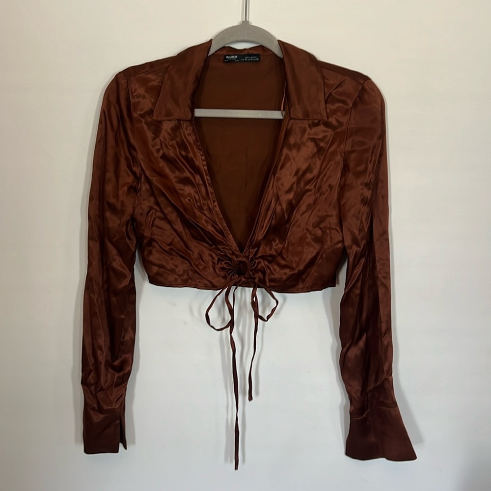 PULL&BEAR silk brown top